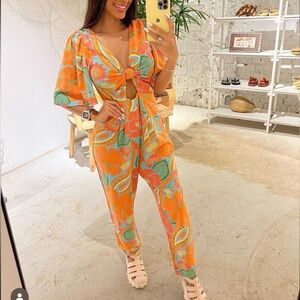 FARM Rio Floral Print Jumpsuit Size S
